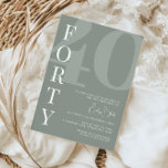 Minimalistisches Party 40. Geburtstag Einladung<br><div class="desc">Diese minimalistische Typografie aus dem 30. Jubiläum-Party Einladung ist perfekt für eine moderne Geburtstagsparty. Das schlichte Design ist mit klassischem weißem Schriftart auf schlankem Hintergrund gestaltet. Anpassbar in jeder Farbe. Behalt das Design minimal und elegant, wie es ist, oder personalisiere es durch Hinzufügen von eigenen Grafiken und Kunstwerken. Für eine...</div>