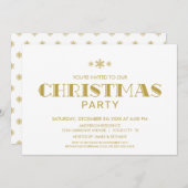 Minimalistisches Party aus Gold und Weiß Einladung (Vorne/Hinten)