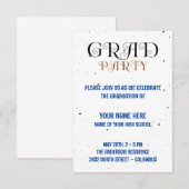 Minimalistisches Party Blau, Weiß und Schwarz Begleitkarte (Vorne/Hinten)