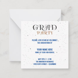 Minimalistisches Party Blau, Weiß und Schwarz Mitteilungskarte