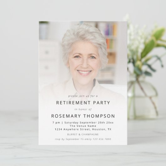 Minimalistisches Party für benutzerdefinierte Foto Einladung (Stehend Vorderseite)