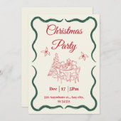 Minimalistisches Party Rot und Grün Einladung (Vorne/Hinten)