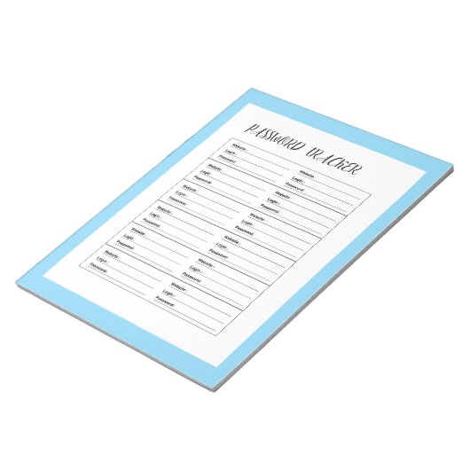 Minimalistisches Passwort-Tracker-Logbuch Notizblock (angewinkelt)
