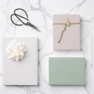 Minimalistisches Pastell-Einfarbiges Salbeigrün-Th Geschenkpapier Set