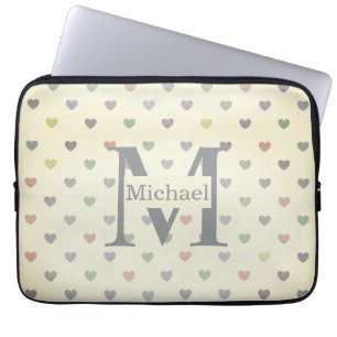 Minimalistisches Pastell-Herzmuster individuelles  Laptopschutzhülle