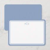 Minimalistisches Pastellblau Monogramm Runde Umran Mitteilungskarte (Vorne/Hinten)