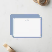 Minimalistisches Pastellblau Monogramm Runde Umran Mitteilungskarte (Vorderseite/Rückseite Beispiel)