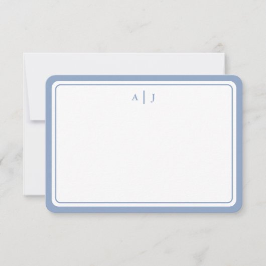 Minimalistisches Pastellblau Monogramm Runde Umran Mitteilungskarte (Vorderseite)