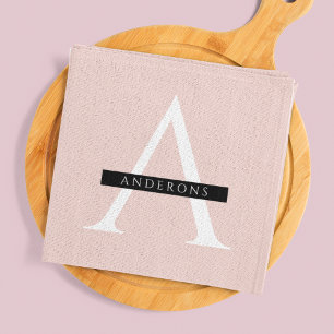 Minimalistisches Pastellrosa personalisierter Name Geschirrtuch