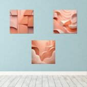 Minimalistisches Peach Abstrakt Art Modernes geome Bilderwand Sets (Holzboden)