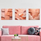 Minimalistisches Peach Abstrakt Art Modernes geome Bilderwand Sets (Wohnzimmer)