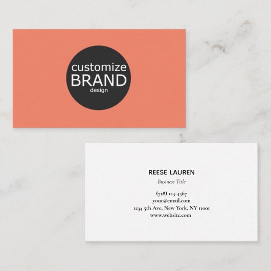 Minimalistisches Peach Beruflich Corporate Logo Visitenkarte (Vorne/Hinten)