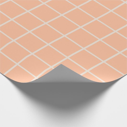 Minimalistisches Peach Grid Einfaches geometrische Geschenkpapier (Ecke)