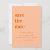 Minimalistisches Peach Orange Retro Simple Wedding Save The Date (Vorderseite)