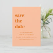 Minimalistisches Peach Orange Retro Simple Wedding Save The Date (Stehend Vorderseite)