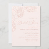 Minimalistisches Peonies-Brautparty mit Hand gezei Einladung (Vorderseite)