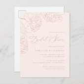 Minimalistisches Peonies-Brautparty mit Hand gezei Einladungspostkarte (Vorne/Hinten)