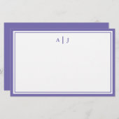 Minimalistisches Periwinkle-Monogramm Briefpapier (Vorne/Hinten)