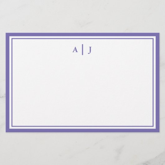 Minimalistisches Periwinkle-Monogramm Briefpapier (Vorderseite)
