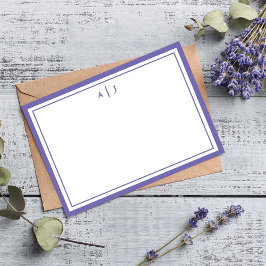 Minimalistisches Periwinkle-Monogramm Mitteilungskarte
