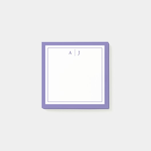 Minimalistisches Periwinkle-Monogramm Post-it Klebezettel (Vorderseite)