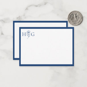 Minimalistisches personalisiertes florales Monogra Mitteilungskarte