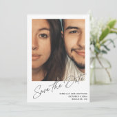 Minimalistisches Personalisiertes Foto für moderne Save The Date (Stehend Vorderseite)