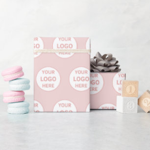 Minimalistisches Personalisiertes Logo Rosa Geschenkpapier