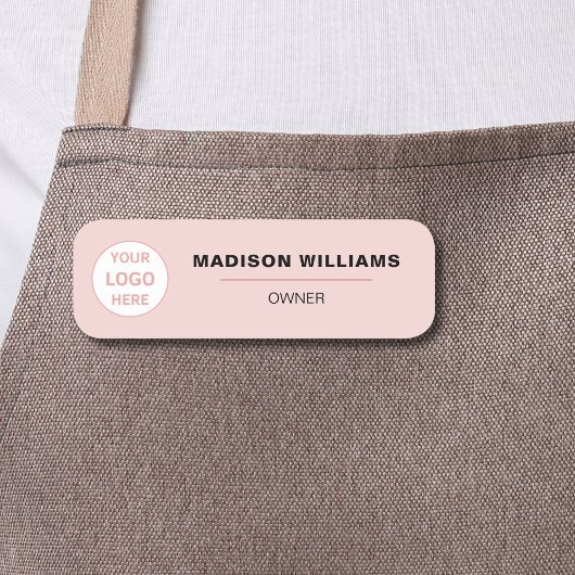 Minimalistisches Personalisiertes Logo Rosa Namensschild