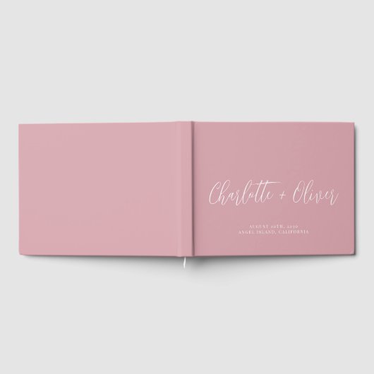 Minimalistisches Personalisiertes Skript Rosa Hoch Gästebuch (Voll)