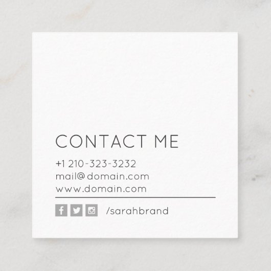 Minimalistisches persönliches Foto Quadratische Visitenkarte (Rückseite)