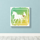 Minimalistisches Pferd & Cart Art | Surreal White Leinwanddruck (Insitu (Holzboden))