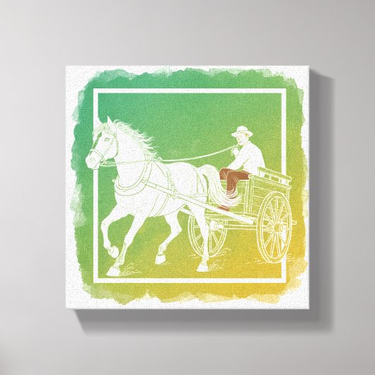 Minimalistisches Pferd & Cart Art | Surreal White Leinwanddruck (Vorderseite)