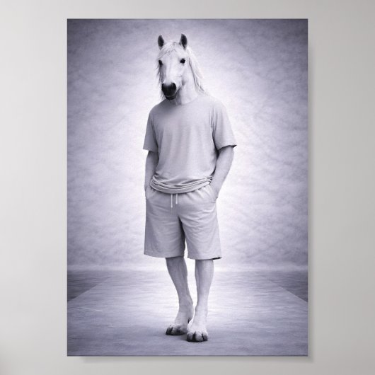 Minimalistisches Pferd in lässiger moderner Kleidu Poster (Vorne)