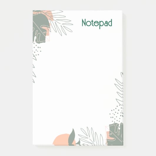 Minimalistisches Pflanzenpapier Notizbuch Post-it Klebezettel (Vorderseite)