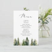 Minimalistisches Pine Tree elegantes Hochzeitmenü Menükarte (Stehend Vorderseite)