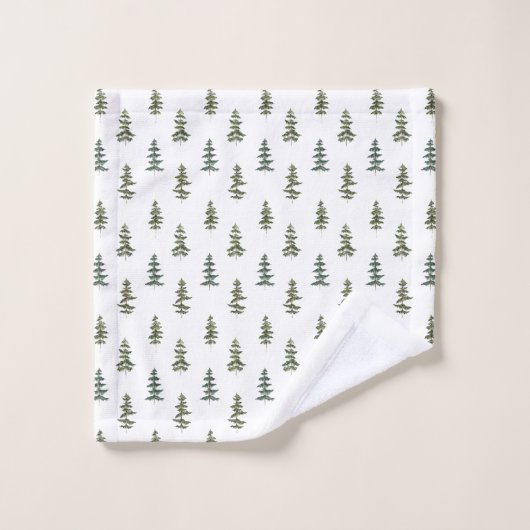 Minimalistisches Pine Tree Muster Badhandtuch Set (Waschlappen)