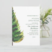 Minimalistisches Pine Tree Weihnachtshaus Einladung (Stehend Vorderseite)