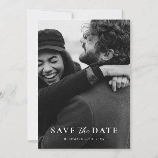 Minimalistisches Pinienwald-Foto Save the Date Einladung (Rückseite)