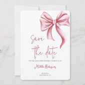 Minimalistisches Pink Bow Quinceañera Foto Save The Date (Vorderseite)