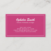 Minimalistisches Pink mit weißer Grenze Visitenkarte (Vorderseite)