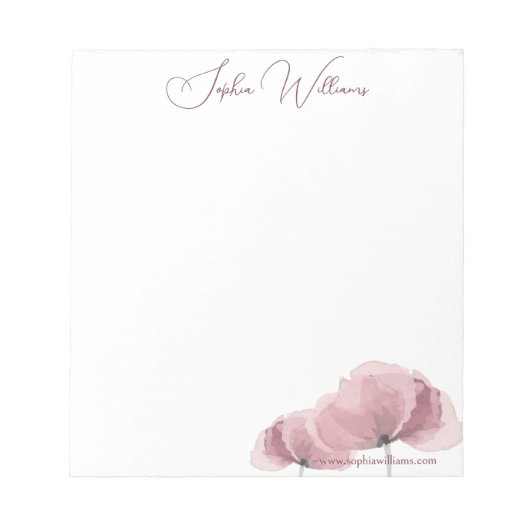 Minimalistisches Pink Poppy-Branding Notizblock (Vorderseite)