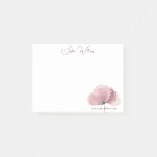 Minimalistisches Pink Poppy-Branding Post-it Klebezettel (Vorderseite)