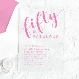Minimalistisches Pink Script 50. Geburtstag Acryleinladungen