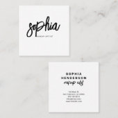 Minimalistisches Pinselskript weiß Quadratische Visitenkarte (Vorne/Hinten)