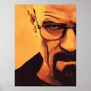 Minimalistisches Porträt eines Glatzkopfs mit Bril Poster