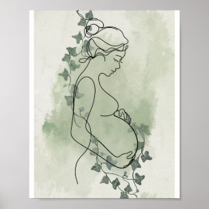 Minimalistisches Pregnancy Line Art Poster