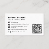 Minimalistisches professionelles Firmenlogo QR-Cod Visitenkarte (Rückseite)