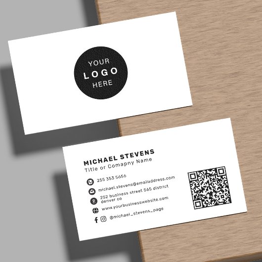 Minimalistisches professionelles Firmenlogo QR-Cod Visitenkarte