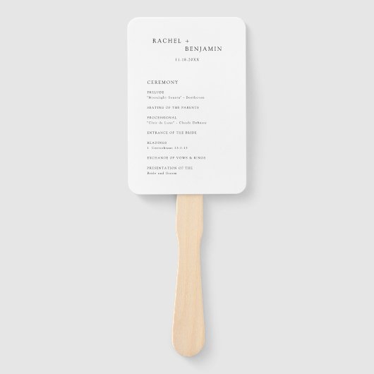 Minimalistisches Programm für einfache Hochzeiten Fächer (Vorderseite)
